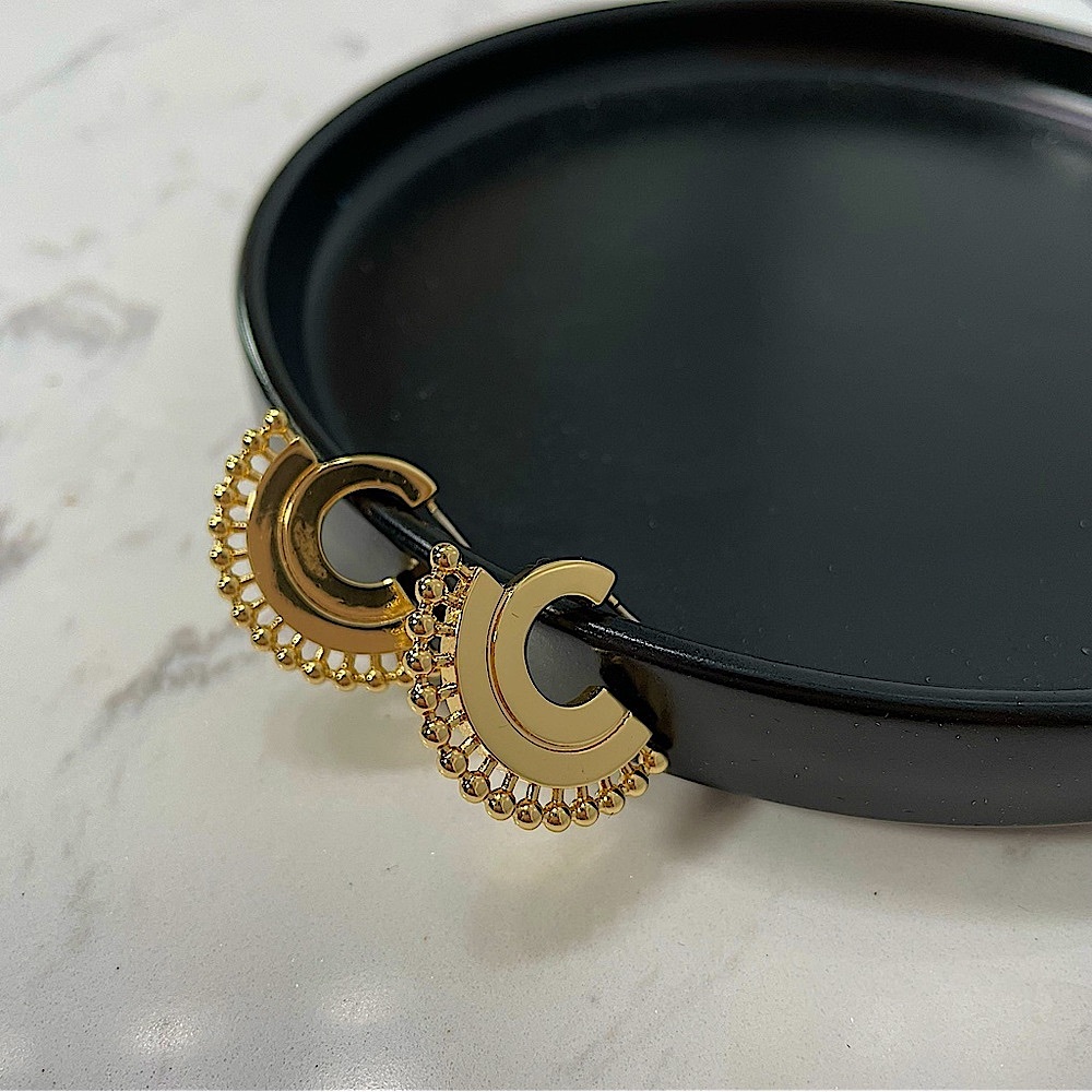 18k Gold Plated Cleopatra Semicircle Earrings
